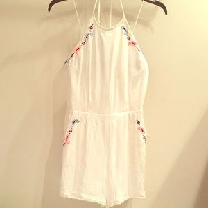 White romper with embroidered halter top